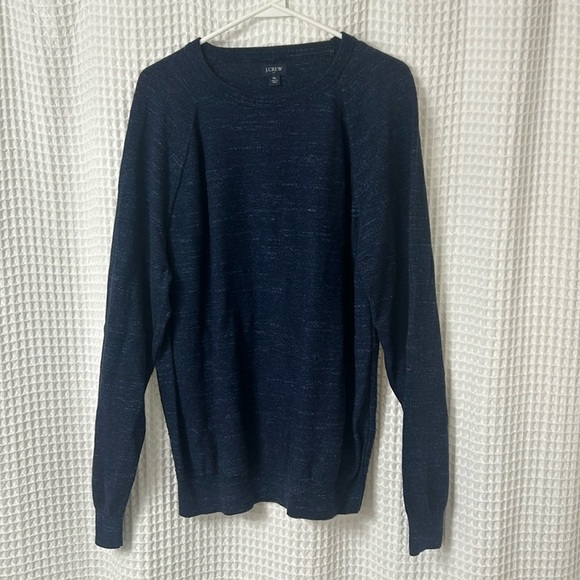 J. Crew Mens XL Navy Blue Cotton Long Sleeve Pullover Crewneck Sweater - Picture 1 of 5